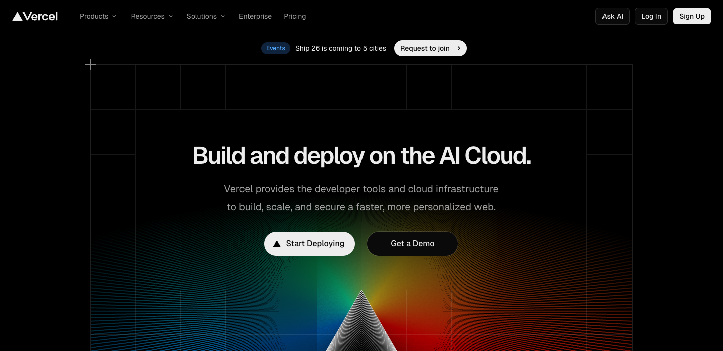 Vercel homepage