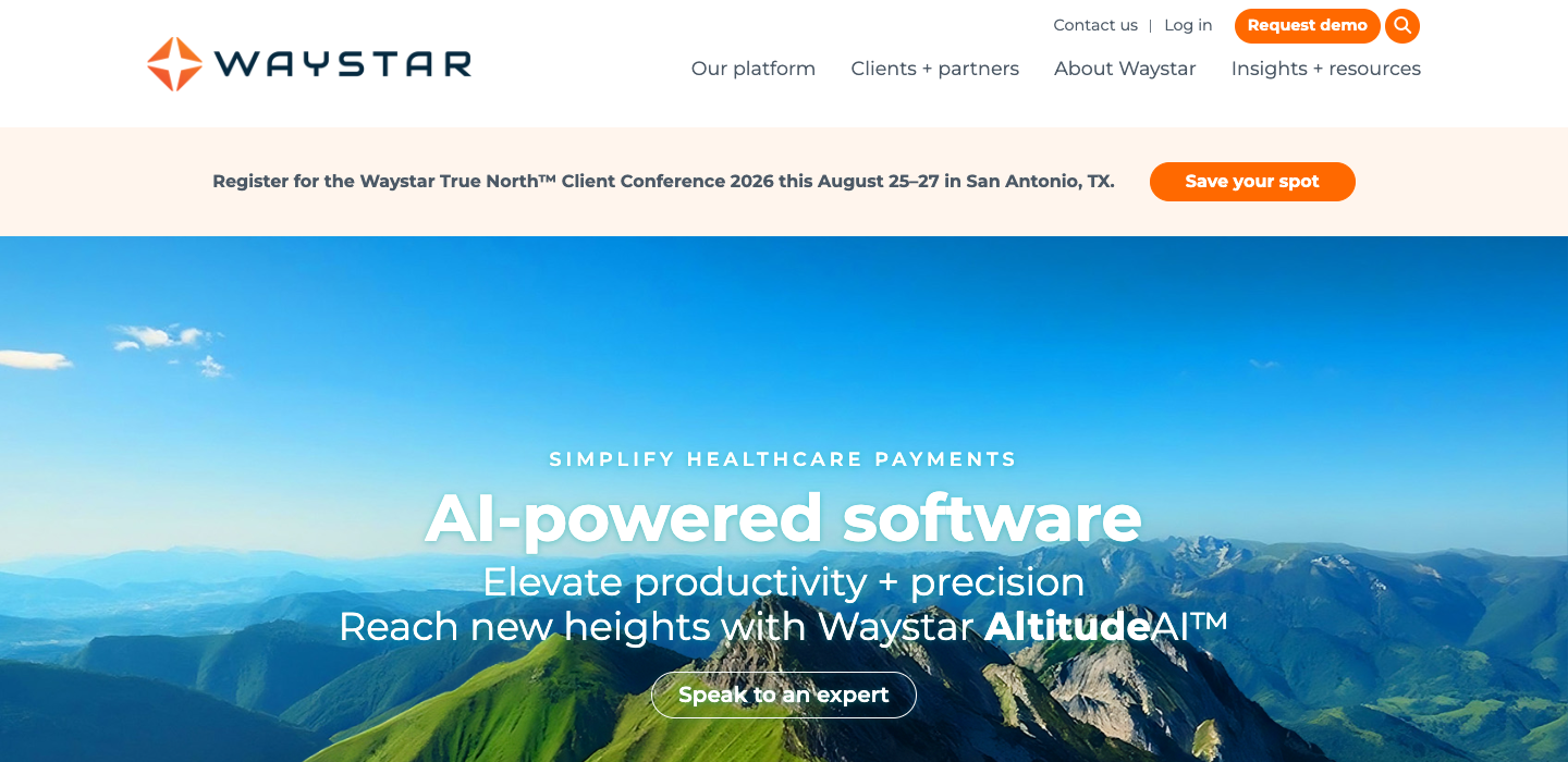 Waystar homepage