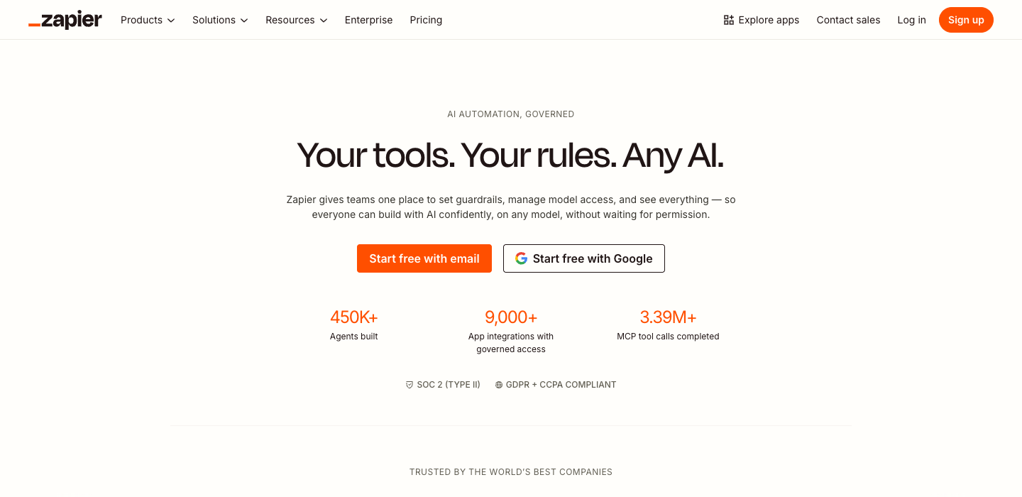 Zapier homepage