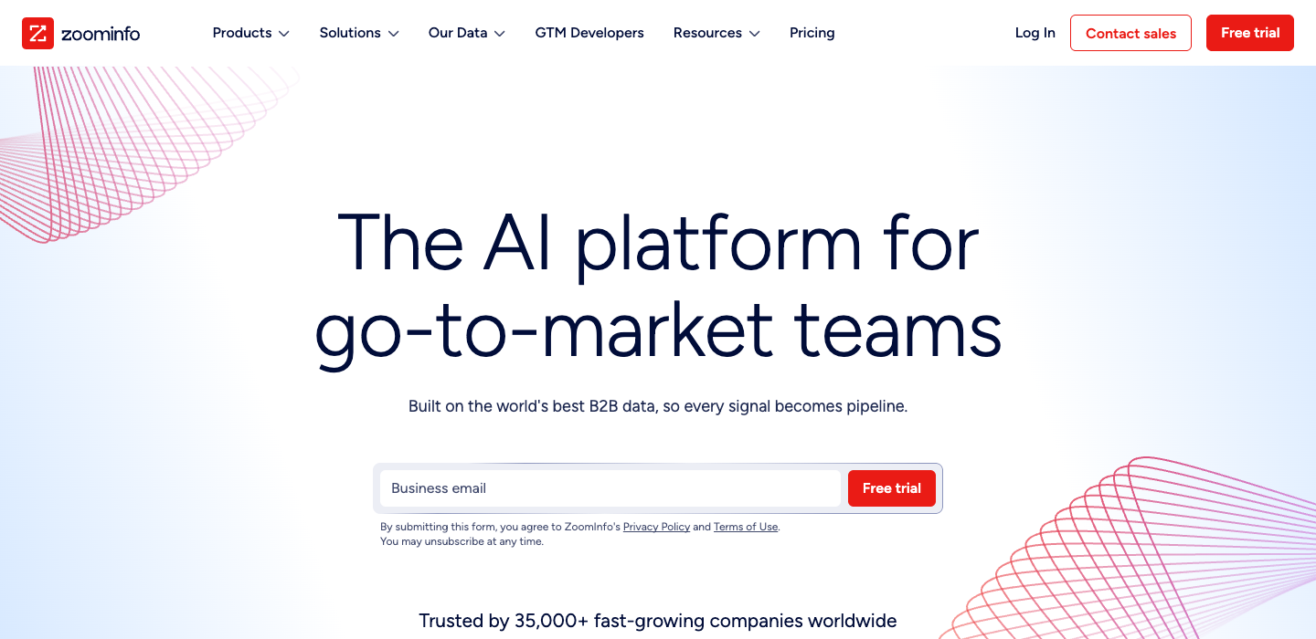 ZoomInfo homepage