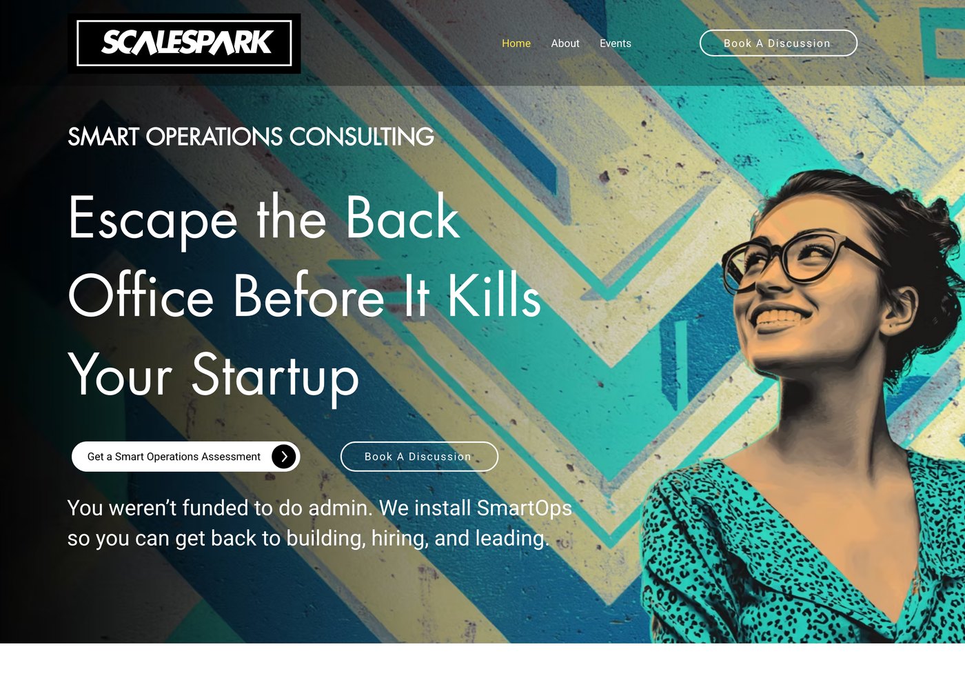 Archived ScaleSpark homepage applying the Smart Operations positioning